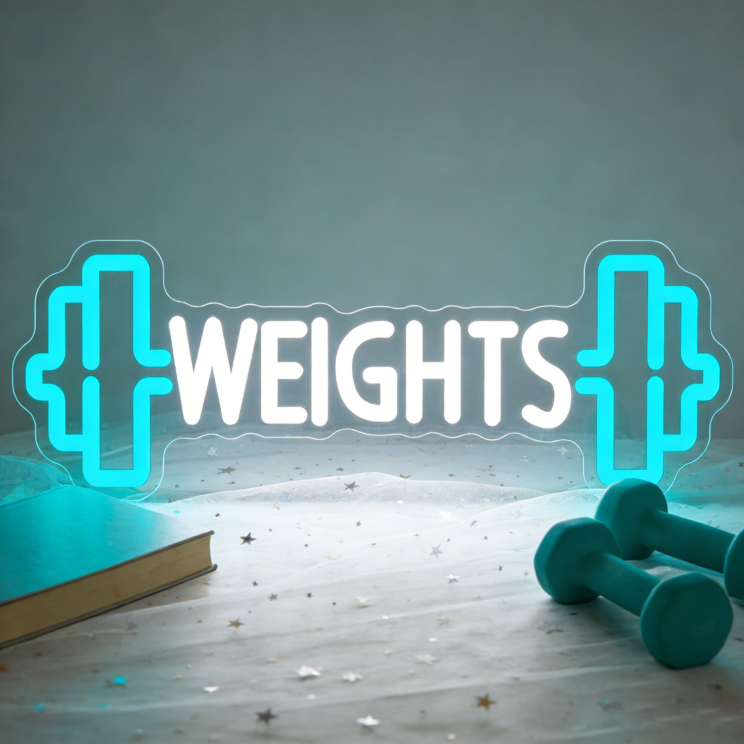 Home Gym Neon Sign - Неоновая LED-вывеска «Гантели» для спортзала, фитнеса,