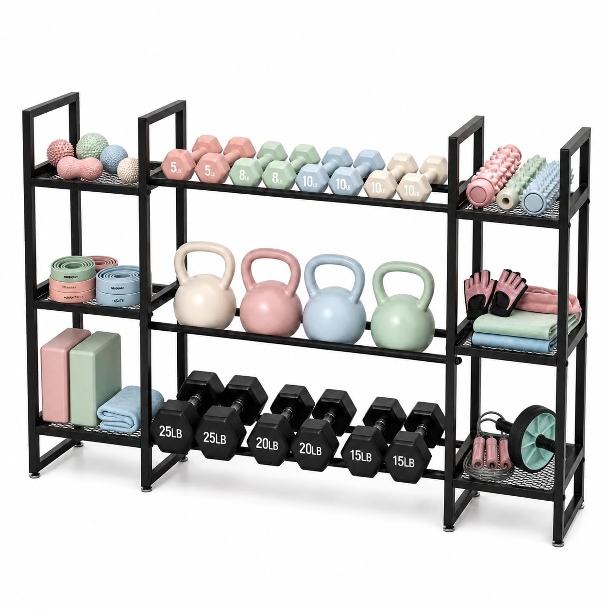 All In One Gym Home Equipment - Трехъярусная стойка для гантелей, выдерживает до