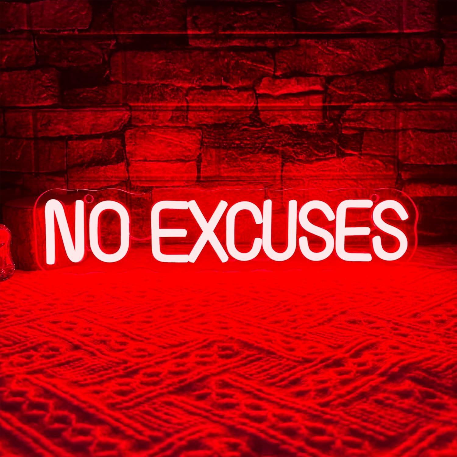 Home Gym Neon Sign - Неоновая вывеска «Без оправданий» с USB-питанием
