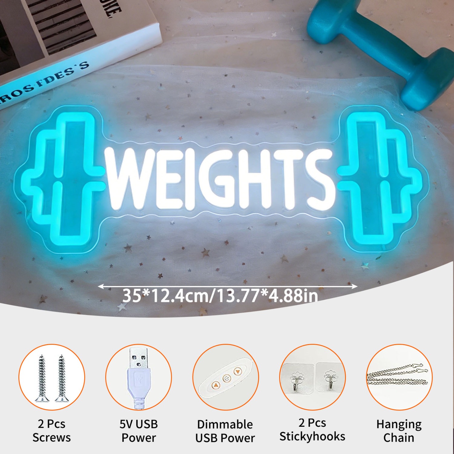 Неоновая LED-вывеска «Гантели» – обзор и цена Home Gym Neon Sign