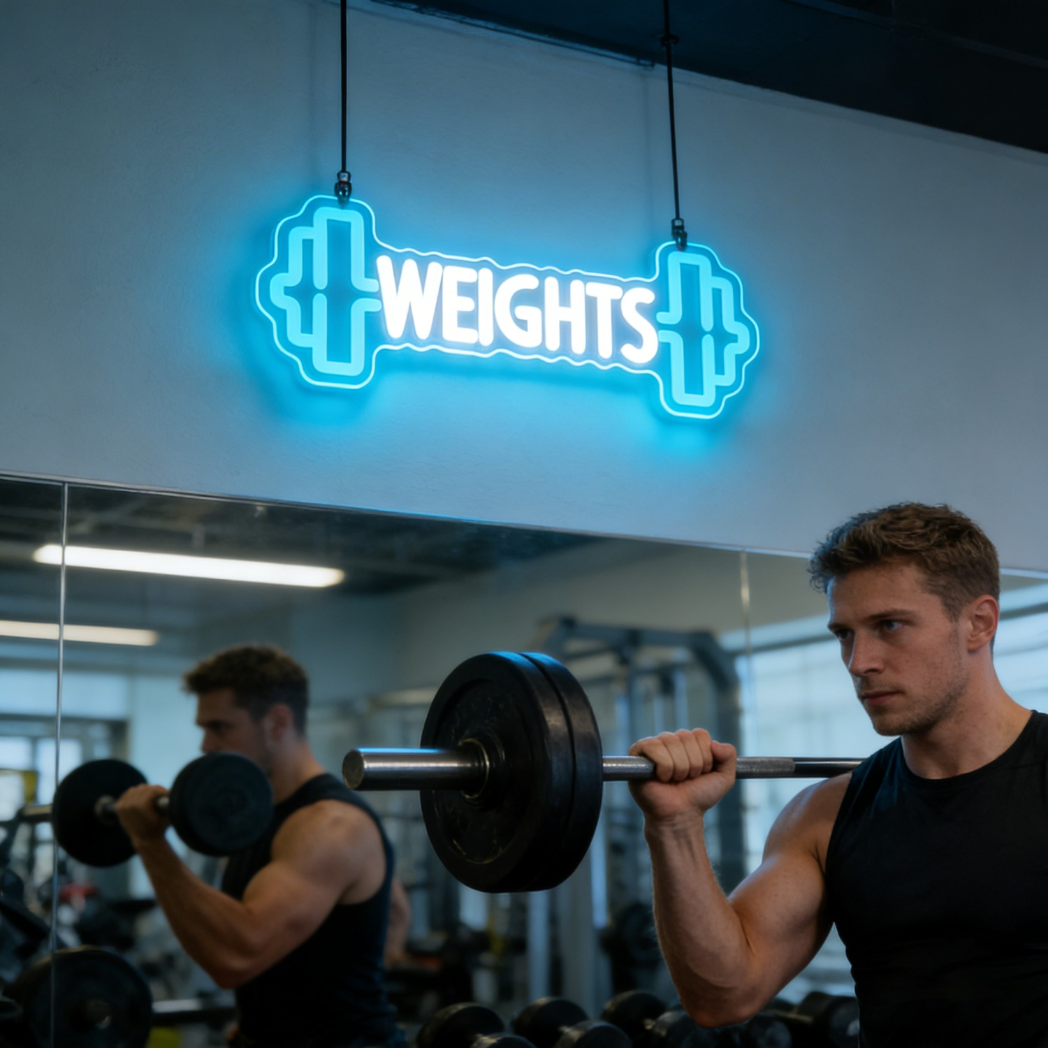 Неоновая LED-вывеска «Гантели» – обзор и цена Home Gym Neon Sign